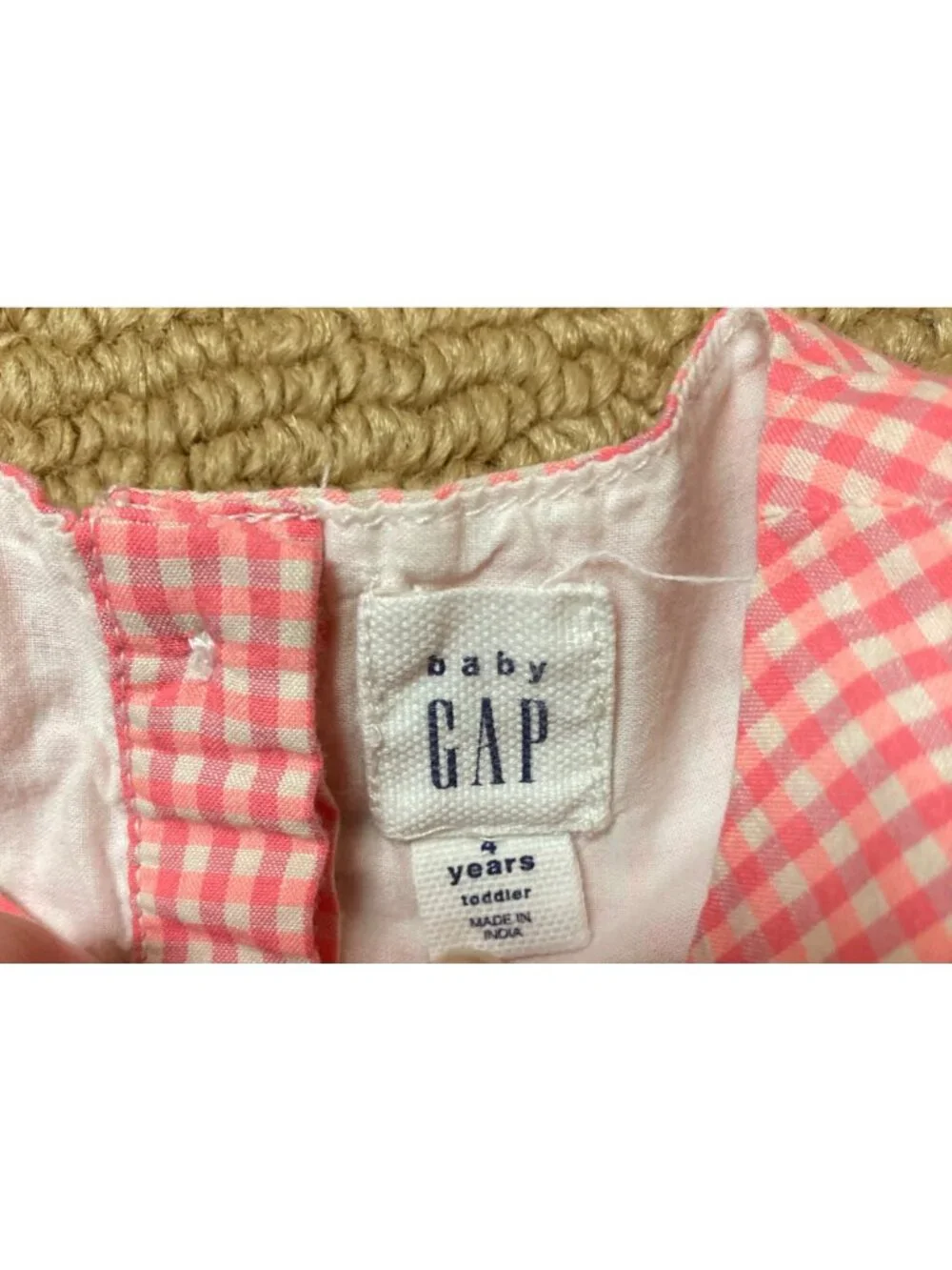 Baby Gap Blouse Girls 4T Pink Gingham Eyelet Embroidered Top